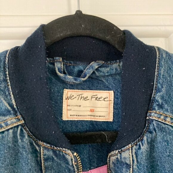 NWT We The Free Denim Stadium Jacket Bomber Indigo Blue - Picture 7 of 9